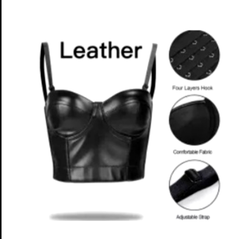 Faux Leather Bralette